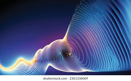 Spiral sound wave rhythm line dynamic abstract vector background, Vector 
