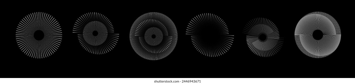 Spiral sound wave rhythm line dynamic abstract. Circular spiral sound wave rhythm from lines. Vector