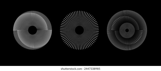 Spiral sound wave rhythm line dynamic abstract. Circular spiral sound wave rhythm from lines. Vector