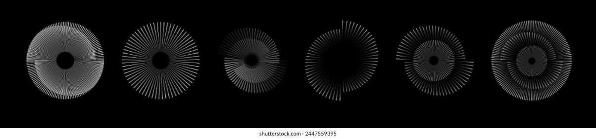 Spiral sound wave rhythm line dynamic abstract. Circular spiral sound wave rhythm from lines. Vector