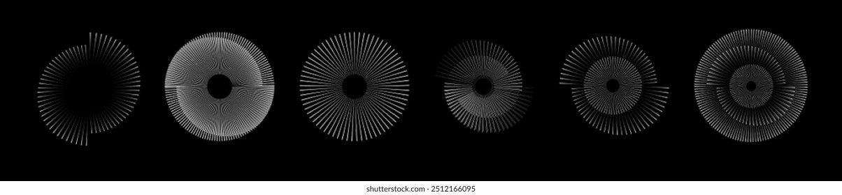 Línea de ritmo de onda de sonido espiral dinámica abstracta. Ritmo de onda de sonido circular espiral de líneas. Vector