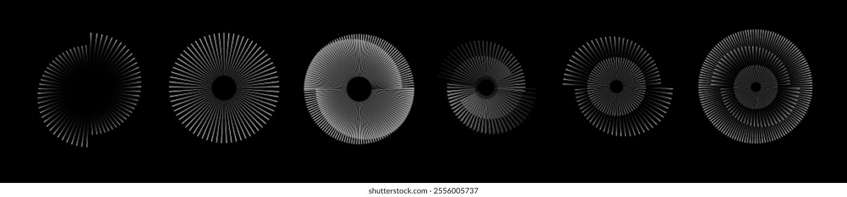 Spiral sound wave rhythm line dynamic abstract. Circular spiral sound wave rhythm from lines. Vector