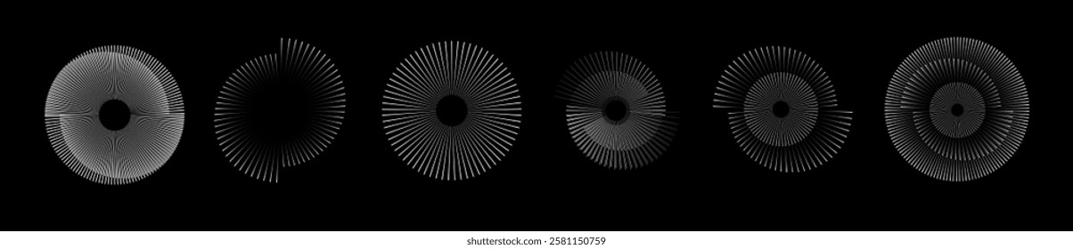 Spiral sound wave rhythm line dynamic abstract. Circular spiral sound wave rhythm from lines. Vector