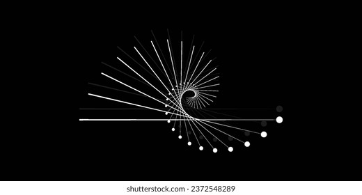 Spiral sound waves rhythm lines and circles abstract vector background