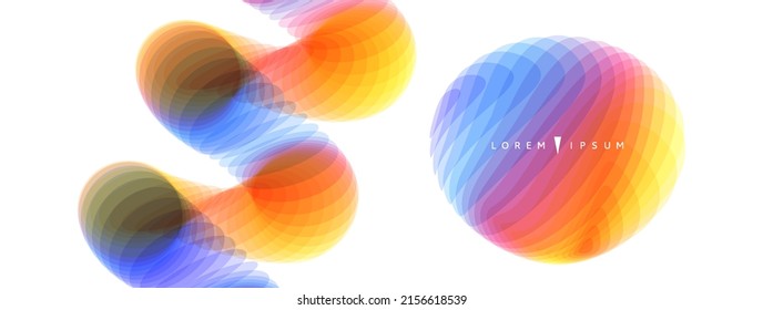 Espiral y esfera. Diseño geométrico abstracto. 3d ilustración vectorial hecha de varios elementos superpuestos. Aplicable a banners, carteles, afiches o volantes.