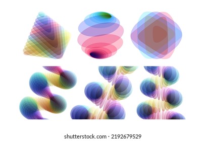 Spiral and sphere. Abstract geometric design. 3d vector illustration made of various overlapping elements. Applicable for banners, placards, posters or flyers.