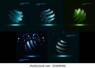 Spiral Sphere Abstract Lines. Creative dynamic light element, vector Illustrations eps10.