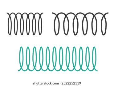 Espiral mola bobina ícone simples vetor gráfico ilustração conjunto, redemoinho divertido cômico decoração traçado design elemento sem costura repetido imagem clip art