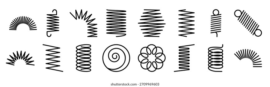 spiral spring line vector icons illustration