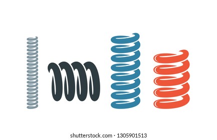 Spiral spring set. Isolated spiral spring on white background

