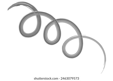 Spiral spring. Sketch. The coil of wire is twisted inward. Hand drawn watercolor bent metal spring. Vector illustration. Outline on isolated white background. Doodle style. Idea for web design.