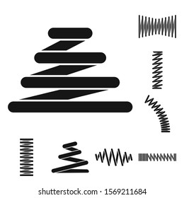 Spiral spring vector black icon. Set icon of flexible coils.Vector isolated illustration of spiral coils.