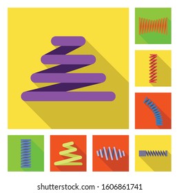 Spiral spring vector flat icon. Set icon of flexible coils.Vector isolated illustration of spiral coils.