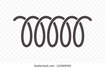 Spiral spring vector logo icon of swirl line or curved wire cord pattern. Induction cooker icon svg