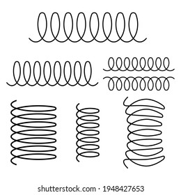 Spiral spring vector logo icon of swirl line or curved wire cord pattern. Induction cooker icon