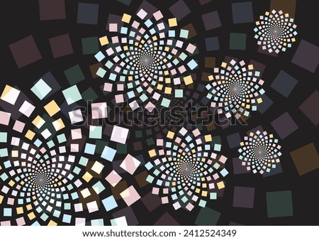 Spiral square round frame rhythm line dynamic abstract vector background. Abstract illustration, vector
