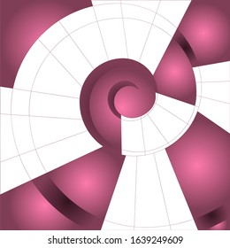 spiral staircase abstraction with white accents