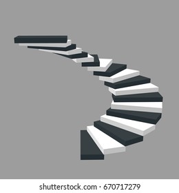 Spiral staircase. Isolated on grey background.3d Vector illustration.