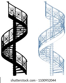 Spiral Staircase Isolated On White Vector 27