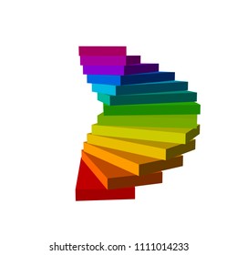 Spiral staircase. Isolated on white background.3d Vector colorful illustration.