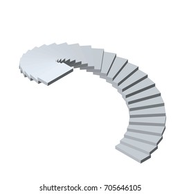 Spiral staircase. Isolated on white background.3d Vector illustration.Isometric view.