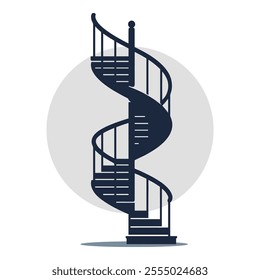 A spiral staircase with a railing