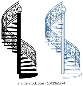 Spiral Staircase Vector Isolated On White Background 21