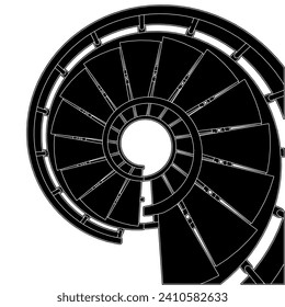 Spiral Staircases Vector 45. Illustration Isolated On White Background. A Vector Illustration Of The Stairs.