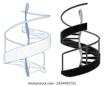 Spiral Staircases Vector 54. Illustration Isolated On White Background. A Vector Illustration Of Circular Helical Stairs.