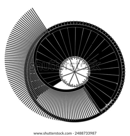 Spiral Staircases Vector 56. Illustration Isolated On White Background. A Vector Illustration Of Circular Helical Stairs.