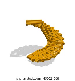 Spiral stairway from wooden pallet.Isolated on white background. 3d Vector illustration.