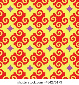 Spiral and star abstract seamless pattern. Fashion graphic background design. Modern stylish abstract texture. Colorful template for prints, textiles, wrapping, wallpaper, website. VECTOR illustration