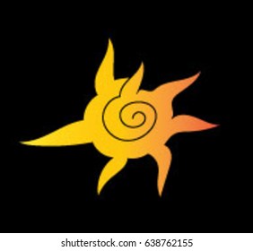 Spiral Star Black Background African Style