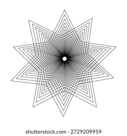 Espiral Estrella Mandala Circular Patrón Vector Línea Arte.