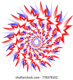 spiral of starbursts in red white and blue
