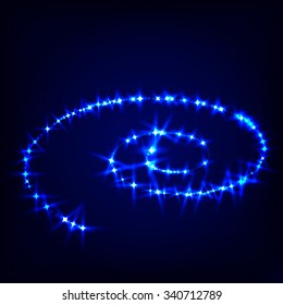 Spiral Of Stars. Shiny Stars Flowing Background. Bokeh Star Dust Tail. Celebrating Christmas, New Year, National Holidays Concept. Vector Illustration.
