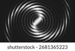 Spiral stippling art with twisted concentric circles creating an illusion of rotation, depth and continuous flow for posters, album covers, interior design. Pointillism. Noisy grainy shading. Vector