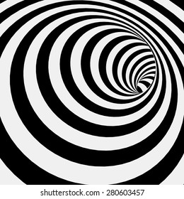 Spiral Striped Abstract Tunnel Background. Vector Illustration