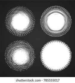 Spiral  Stroke Elements . Swirls . Set of Round Shapes . 