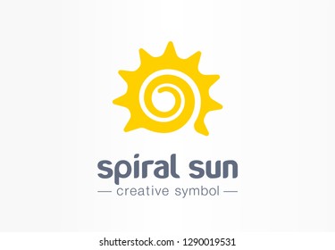 Spiral Sun Creative Symbol Concept. Summer Morning Energy Light Abstract Business Logo. Hot Sunshine Weather, Travel Circle Sunrise Or Sunset Icon. Corporate Identity Logotype, Company Graphic Design