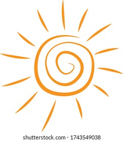 Spiral sun drawn vector icon isolated