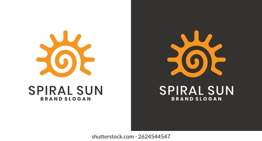 Spiral sun symbol logo design concept