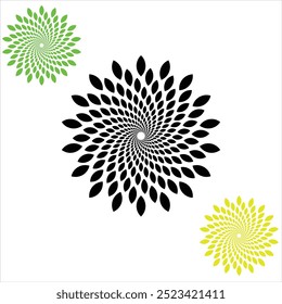 Forma de semilla de girasol en espiral. Sol, Vector del logotipo de la flor aislado.