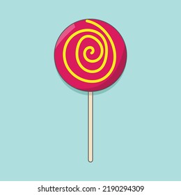 spiral swirl candy lollipop lolly sweet sugary snack yummy vector illustration