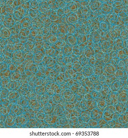 Spiral swirl chaos turquoise seamless pattern. Swatch pattern included in vector file.