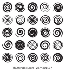 Spiral Swirl Design Elements Black and White logo icon illustration white background