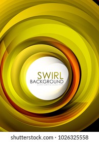Spiral swirl flowing lines 3d effect abstract background, vector digital business or techno motion template