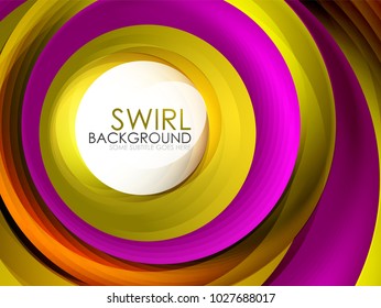 Spiral swirl flowing lines 3d effect abstract background, vector digital business or techno motion template