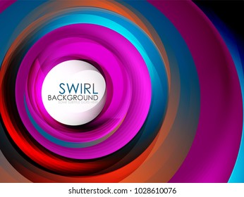 Spiral swirl flowing lines 3d effect abstract background, vector digital business or techno motion template