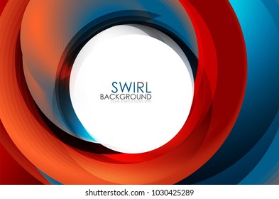 Spiral swirl flowing lines 3d effect abstract background, vector digital business or techno motion template